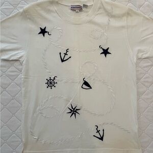 Women’s Vintage Nautical Themed Crew Neck Tshirt